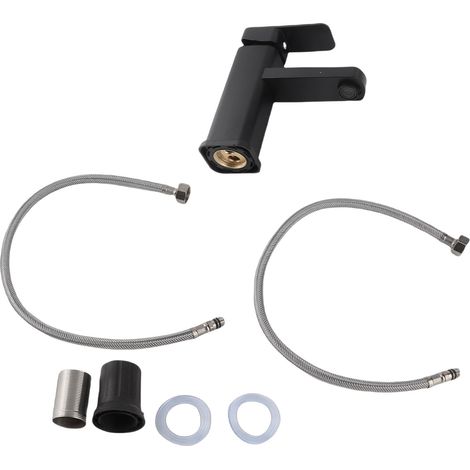 Moderne Einloch-Waschtischarmatur aus Edelstahl, einstellbar für Warm- und Kaltwasser, für Badezimmeraccessoires, schwarz (1/5)
