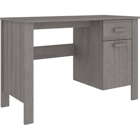 Scrivania Tavolo da ufficio HAMAR Grigio Chiaro 113x50x75 cm in Legno di Pino (1/5)