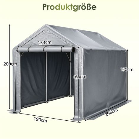 Abri de jardin multifonctionnel, gris foncé, garage à vélos, abri de jardin, tente à outils, tente de rangement – 296 x 190 x 200 cm (1/5)