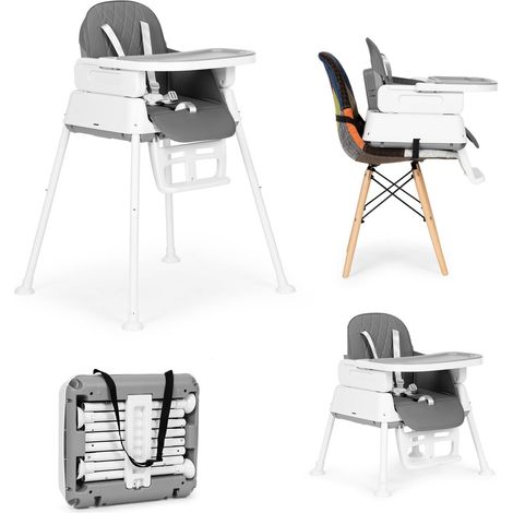Seggiolone pieghevole per bambini 3 in 1 ECOTOYS grigio