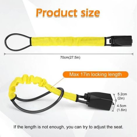 Antivol Voiture - Bloqueur De Volant Et Ceinture De Sécurité - Universel Pour Voiture Camion Van Camping-car - Longueur Réglable Jusqu'à 43,2 Cm - 1 Pièce (1/4)