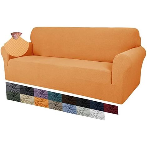Housse de Canapé , Extensible, antidérapante, avec accoudoirs,3 place, Housse de Protection élastique pour canapé - Orange (1/3)