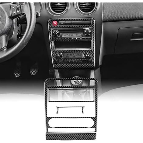 KUNGKIC Pour Seat Ibiza 6L 2003-2008 Cadre de climatisation centrale en fibre de carbone décoratif pour intérieur, autocollant accessoire, cadeau, avec écran (Noir) (1/4)