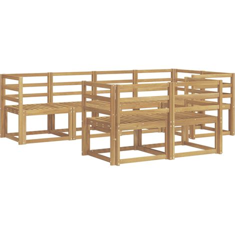 Outdoor Sofa Set 7 pcs White Solid Acacia Wood vidaXL (1/5)