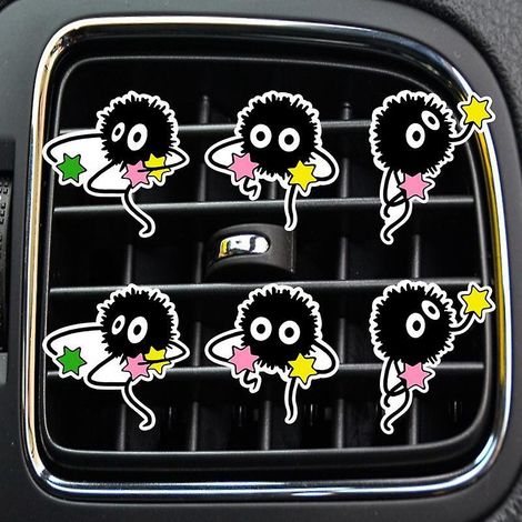 lot De 6 Clips De Ventilation Pour Climatisation De Voiture(boule De Fourrure Noire), Clips D'aration Pour Voiture (1/4)