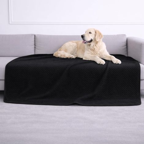 Reversible Fleece Waterproof Blanket 127x152cm Black For Sofa Bed Car Dog (1/5)