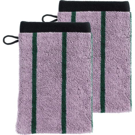 Lot de 2 Gants de Toilette en Coton Biologique Doux et Absorbant Lilas 15 x 21 cm - PANGIVO