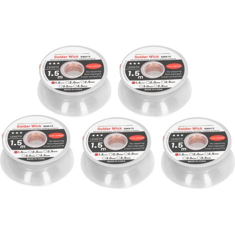 mèches à dessouder de précision électronique avancée, sans nettoyage, faible résidu, 1,5 mètre, 1,5 mm (1/5)