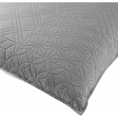 Housse de coussin Cottage 45 cm gris et blanc