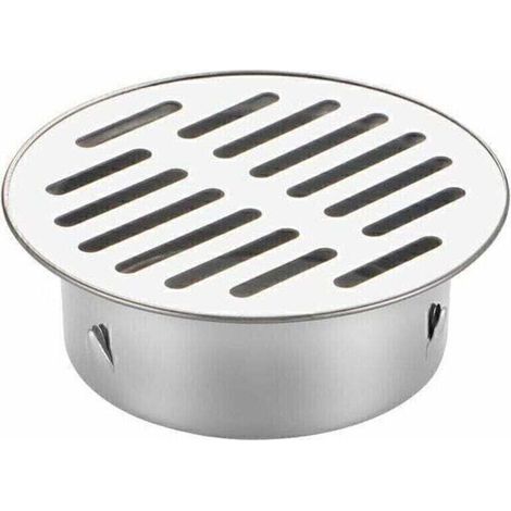 Desagüe de suelo GABRIELLE, fregadero redondo de acero inoxidable para balcón, antibloqueo, extraíble, para exteriores, jardín, tubo de escape, techo, balcón (boca plana de 110 mm)