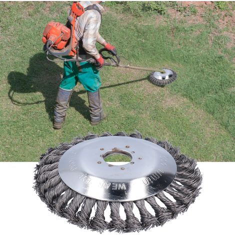 Tête de coupe-bordures à roue métallique de 6 pouces avec tête de désherbage à fil torsadé et couvercle de protection pour la tête de travail (ensemble de trois pièces) (1/5)