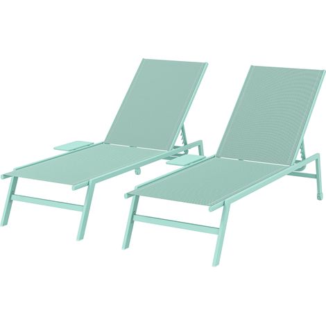 Outsunny Set di 2 Sdraio da Giardino con Tavolino Laterale
