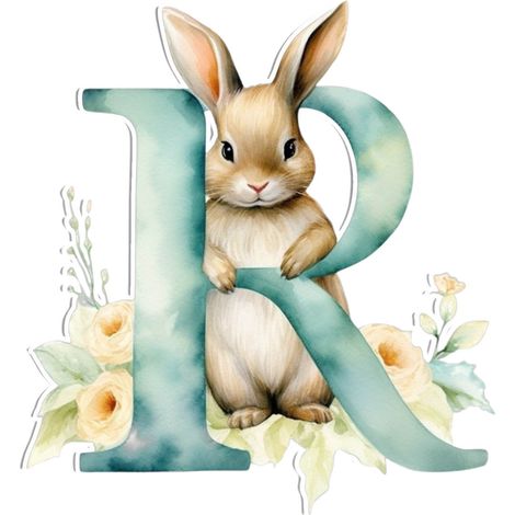 Pendentif Lapin Acrylique - Lettre R 8 cm - Décoration Murale et Arbre de Pâques - Lot de 1 (1/5)