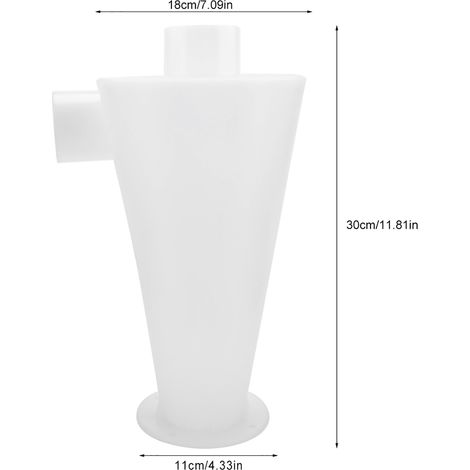 Collettore di polvere con filtro separatore in plastica PP bianca, dimensioni 30x18x16 cm, per aspirapolvere domestici e industriali. (1/4)