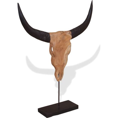 Sculpture de crâne de taureau teck 66x15x88 cm CFW793871 (1/5)