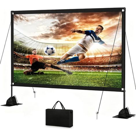 Écran de projection 120" avec trépied 16:9 4K HD portable sans plis - Projection avant et arrière pour intérieur et extérieur - Sac de transport inclus - Idéal pour home cinéma, jardin et camping (1/5)