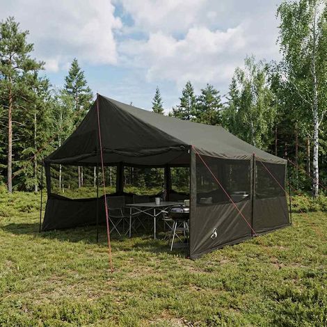 vidaXL Family Tent Brown grey 450 x 400 x 265 cm Polyester and Steel (1/5)