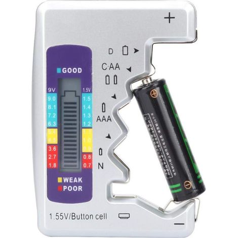 Battery tester, battery capacity detector, AA/AAA battery tester, button cell battery tester to measure battery power (1/5)