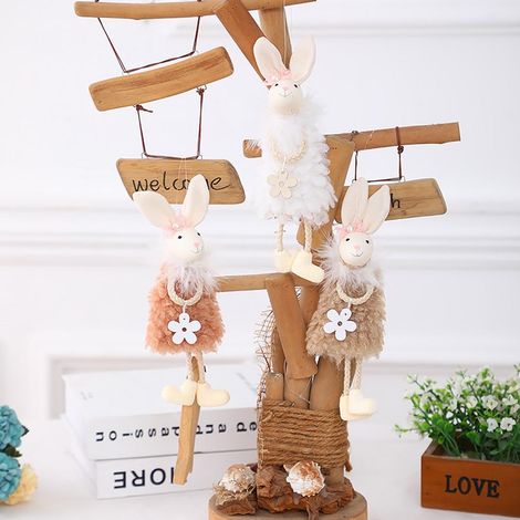Niedliche Osterhasen-Hängeornamente, Osterhasenfiguren als Dekoration für Bäume und Fenster – Osterdeko (1/5)