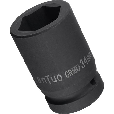 Douille à choc de 34 mm de profondeur avec design à 6 points, acier Cr-V traité thermiquement de 80 mm de longueur, tailles métriques (1/5)