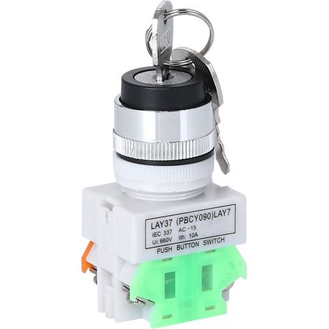 Commutateur Rotatif à Clé 220V 3 Positions Commutateur Rotatif à Serrure à Clé avec 2 Clés,Trou de Montage 22 mm LAY37-20Y / 31 (1/2)