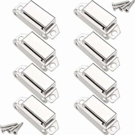 Magnetverschlüsse, 10 kg magnetischer Türverschluss und 32 Schrauben, Edelstahl 304, Magnetverschlüsse zum Schließen von Möbel-/Schrank-/Küchenschranktüren (8er-Packung), (1/4)