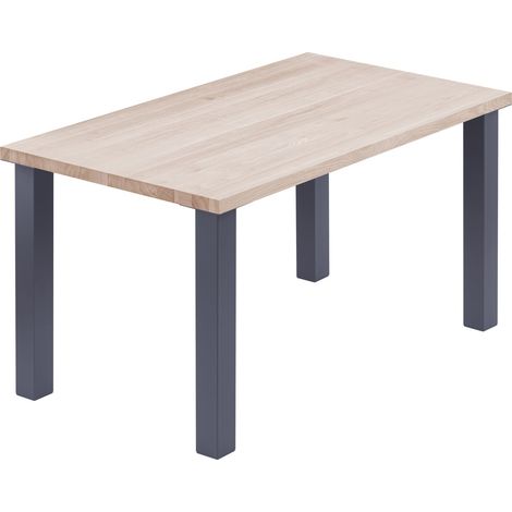 LAMO Manufaktur Esstisch Küchentisch, 140x60x76 cm (AxBxH), Classic, Roh / Anthrazit, LNG-01-A-001-7016Cl