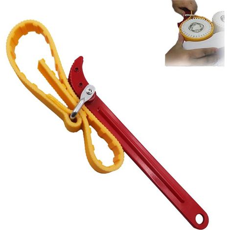 8" Clé à Sangle Réglable Polyvalente, Clé à Sangle Pour Filtre à Huile, Clé à Sangle Antidérapante, Clé Pour La Maison, Clés à Molette Robustes (1/4)