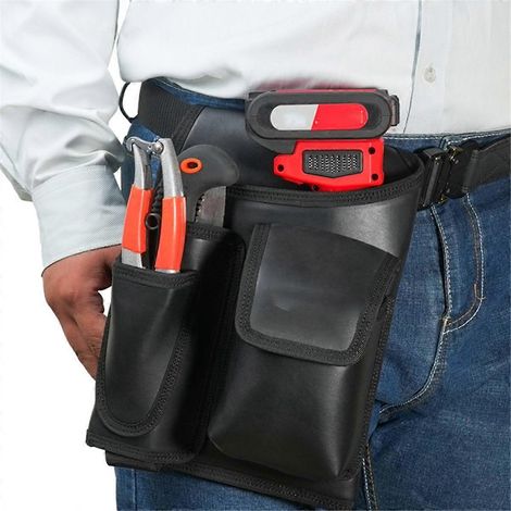 Multifunktionale Werkzeugtasche für Elektriker, tragbare Werkzeugtasche aus Leder (1/5)