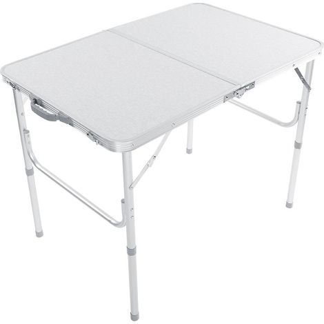 LAN Pliante Table de Camping Pique-Nique en Aluminium 90x60x69.5cm Pliable Mallette Plate Fourmis, Blanc (1/5)