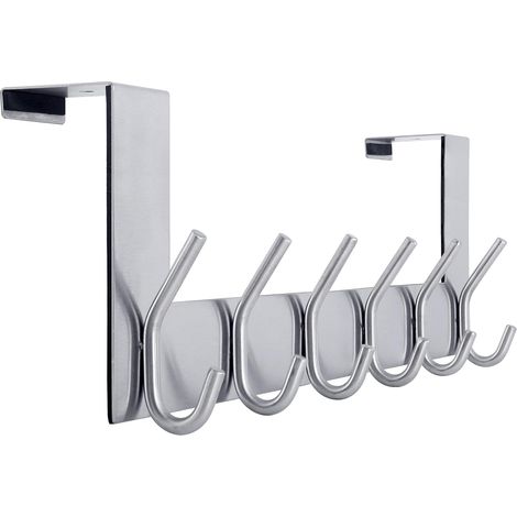 Porte Manteau pour Porte,Crochet Porte,Patere Porte avec 6 Crochets,Patère de Porte à Suspendre Salle de Bain,Chambre,Argent (1/5)
