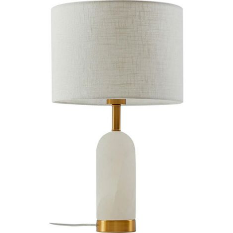 [GEBRAUCHT] B-Ware Lindby Tischlampe Alabaster Tischleuchte Tischlicht Weiß/Gold ø 30 Cm Marmor E27