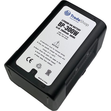 Trade-Shop Li-Ion Akku V-Mount 14,4V 21000mAh 300Wh mit D-Tap USB Ausgang für Sony BVP-BVV5 BVW-200 BVW-300 BVW-300P BVW-400 BVW-400A BVW-400P (1/4)