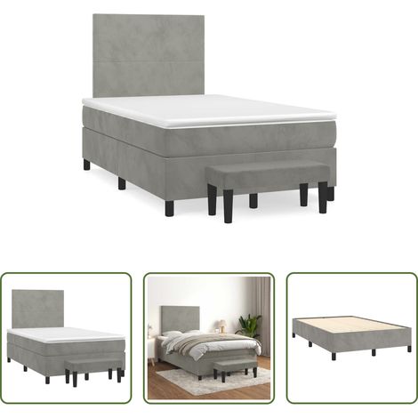 Matratze - Boxspringbett mit Matratze Hellgrau 120x190 cm Samt (1/5)