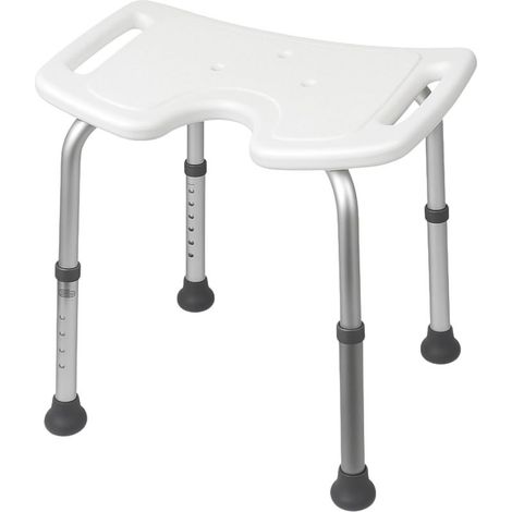 Blanc, Tabouret de Douche, Bahía, Chaise de Bain, Siège en U, Réglable sur 7 Hauteurs, Jusqu'à 100 kg, Tabouret de Salle de Bain, Embouts Antidérapants (1/5)