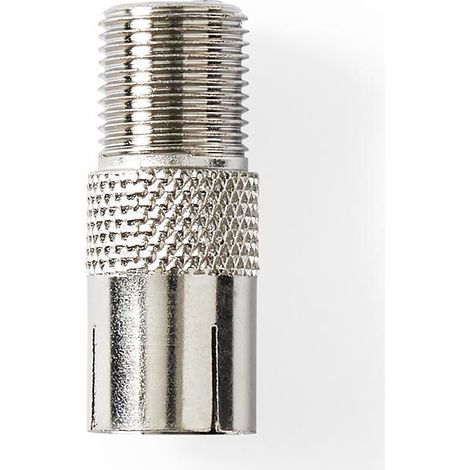 Adaptateur satellite et antenne f femelle iec coax femelle nickele 75 ohm droit metal argent 1 pc boite