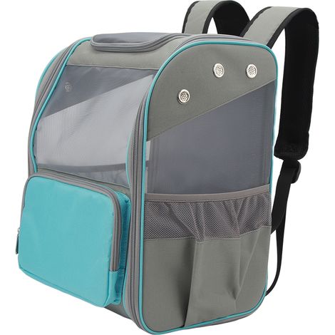 Sac à dos de transport respirant pour chats et chiens, idéal pour la randonnée, les voyages et les activités de plein air. Peut contenir des animaux jusqu'à 7,5 kg (16,5 lbs) - Bleu (1/5)