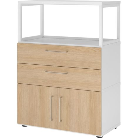 bümö flexi Aktenschrank mittel Regal mit Schubladen   Weiß/Eiche