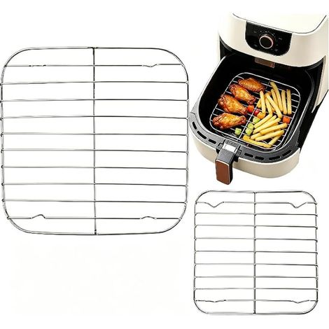 Grille Air Fryer en Acier Inoxydable 304, Accessoire Air Fryer, Panier Friteuse Portable, Plat Air Fryer pour Cuisson (13x13cm (1/5)