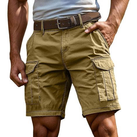 Short Cargo Homme Lâche avec Poches Pantalon Court Taille Élastique Confortable Style Sport Jogging Slim Fit Bermuda Travail Décontracté Grande Taille Non Incluse Ceinture S-4XL (1/5)