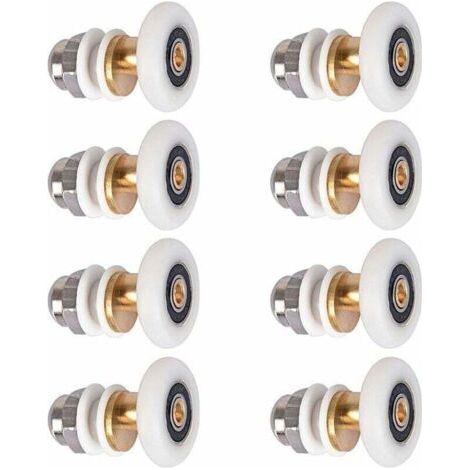 8 pièces 25mm Porte de Douche - Rouleau Roulette Roue pour Porte de Douche Roulettes Coulissantes Porte Roue de Remplacement pour Rouleau (1/5)