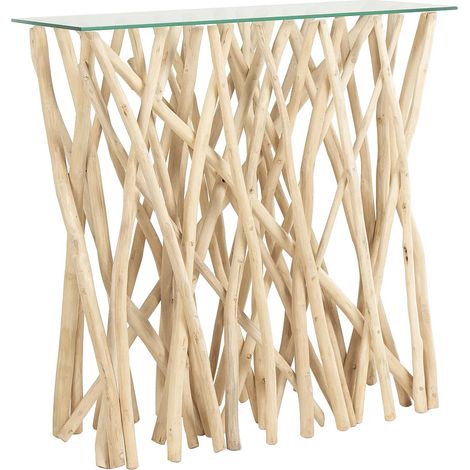 Consolle in Vetro temperato e Teak Naturale - GAYANA (1/5)