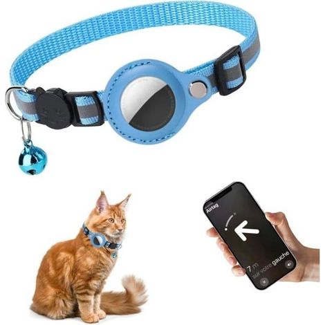 Collier GPS Chat avec Tracker Collier Chat Anti étranglement Collier Chat Personnalisable Chaton Chat avec Nom et Tel(Bleu)