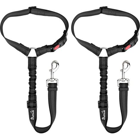 2 x Car Seat Belt for Dogs, Adjustable Car Headrest Seat Belt for Pets with Elastic and Reflective Strip for Dogs and Cats (1/5)