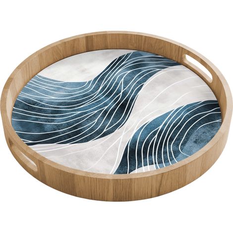 BANDEJA Líneas - Olas - Abstracto - Azul 40x40 cm