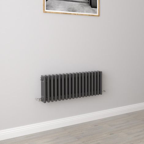 AICA Traditional Radiator Central Heating Cast Iron Style 3 Column Horizontal 300x830mm Anthracite