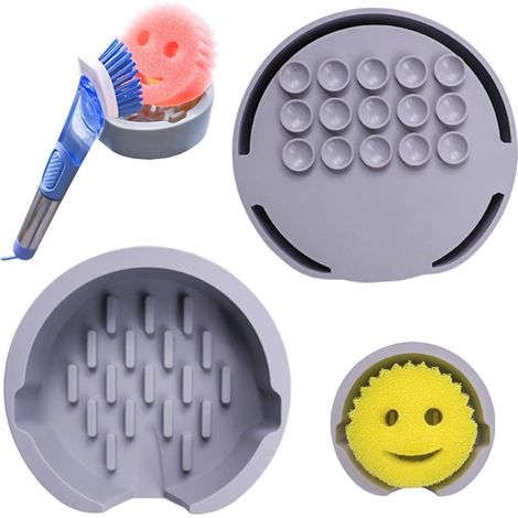 Porte Eponge Evier Cuisine, Support Eponge Evier Cuisine, Porte Eponge Cuisine, Livré avec Une Ventouse pour Une Variété D'Éponges, Ainsi qu'une Brosse à Vaisselle (1/5)