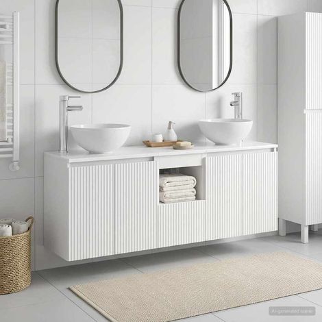 vidaXL Bathroom Cabinet Set 3 pcs White 129 x 35 x 80 cm (1/5)