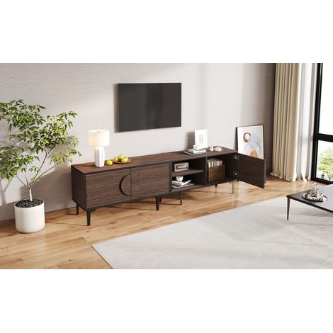 Armoire de télévision de 1803549 cm. Meuble pour ranger la télévision dans le salon. Armoire avec deux compartiments intérieurs. Structure en bois de noyer foncé. Conforme aux exigences des téléviseur (1/5)
