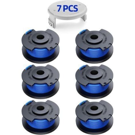 Lot de 7 fils de rechange pour coupe-herbe, recharge 0,065 pouce, compatible avec coupe-bordures 18 V, 24 V et 40 V : 6 fils de coupe + 1 capuchon de coupe (1/4)
